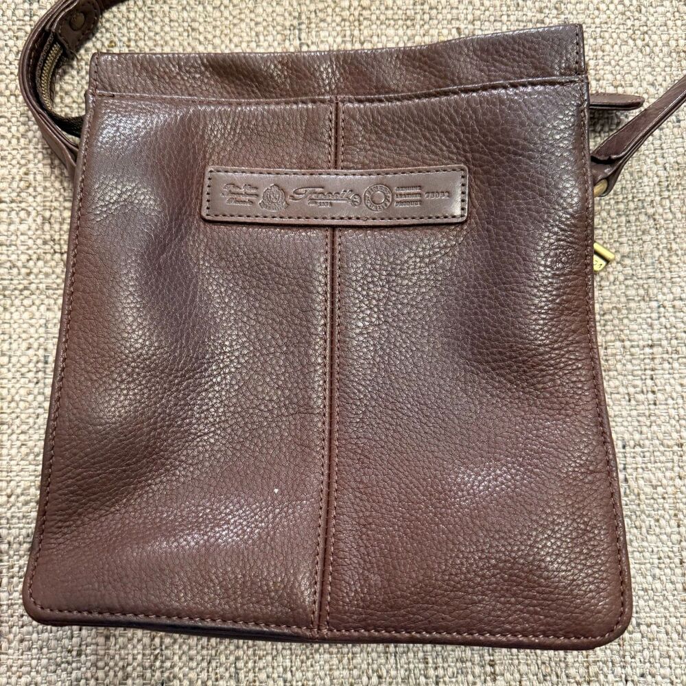 Vintage Fossil 1954 Brown Pebbled Leather Crossbody Bag Adjustable Sling Purse - Picture 2 of 10